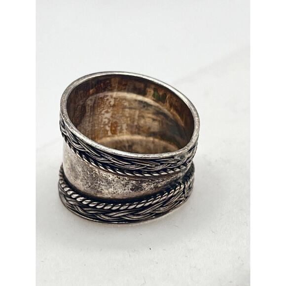 Sterling Silver Wide Ring Cigar Band Size 7 - Picture 3 of 4